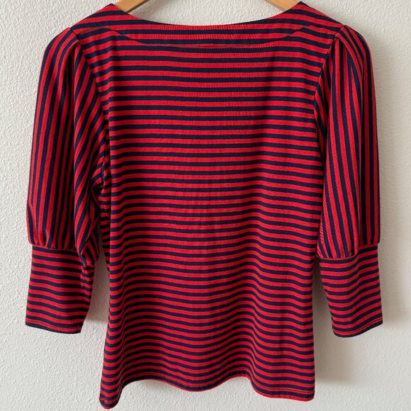 Studio Petite JPR Red Blue Nautical Stripe 3/4 Balloon Sleeve Shirt Size SP - Picture 4 of 7